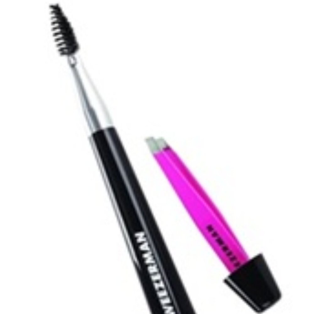 Tweezerman 2-in-1 Brow Tool With Mini Slant Tweezers and Hide Away Brow Brush
